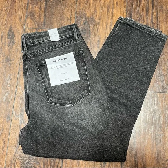 NWT Good American Good Mom Jeans in Black - Picture 6 of 7